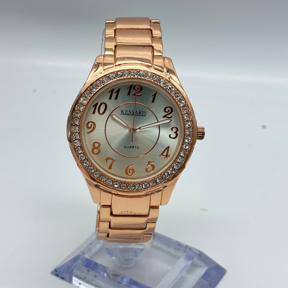 Kessaris Rose Gold Tone Rhinestone Bezel Quartz Watch SU2016 Mens Womens